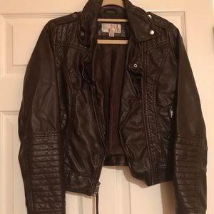 Deep cranberry leather jacket